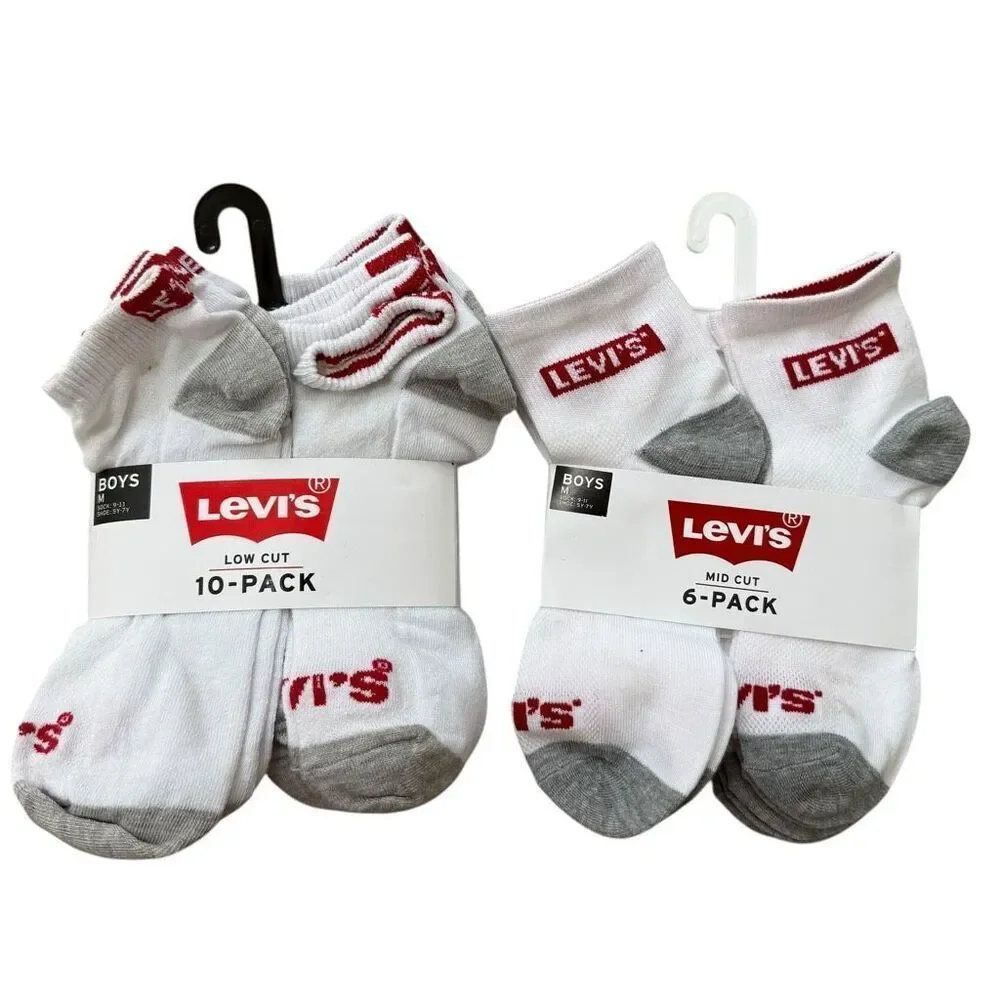 Levi's Kids boys 16 pairs Socks size M shoe size 5-7Y NWT